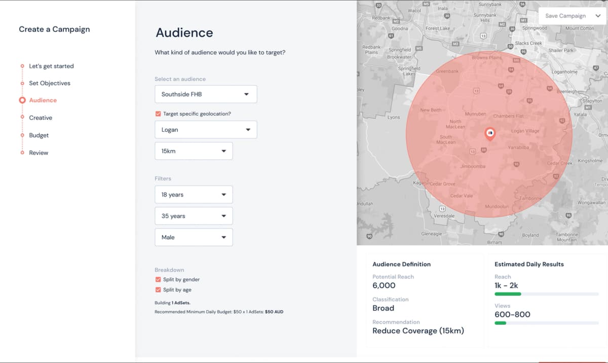 Audience targeting screenshot